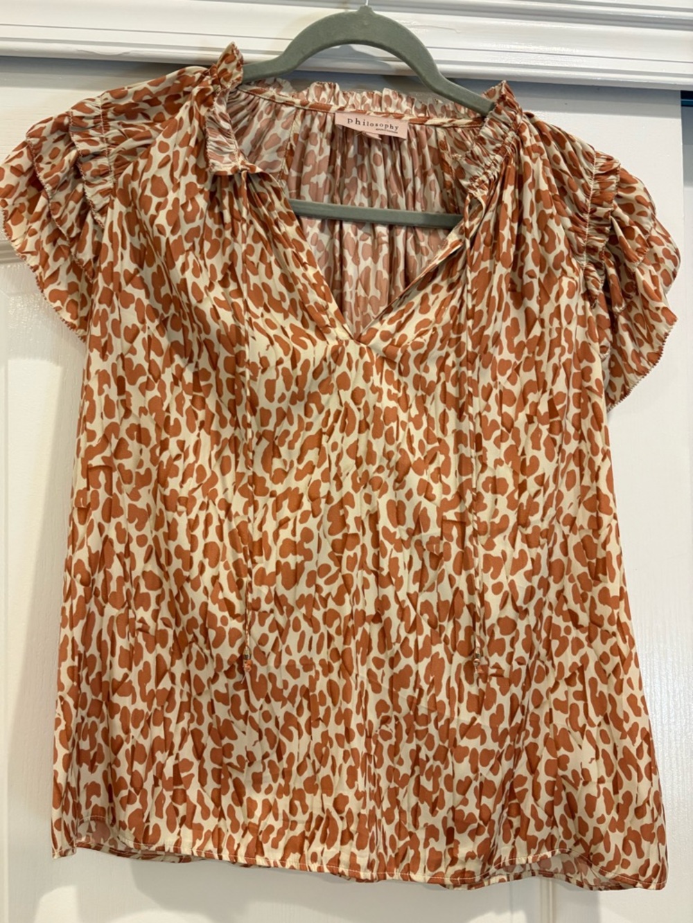 Philosophy Burnt Orange Animal-Print Short Sleeve Top